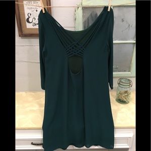 TOBI Emerald green dress with criss cross back